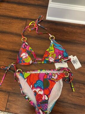 Trina Turk Multicolor Floral Print String Bikini NWT